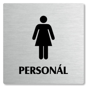 WC ženy personál, 100x100mm, stříbrná, Nevada